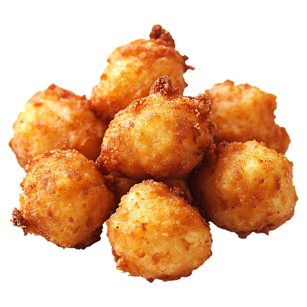 Fried hush puppies in round shape with crispy crust Isolated on transparent Background png