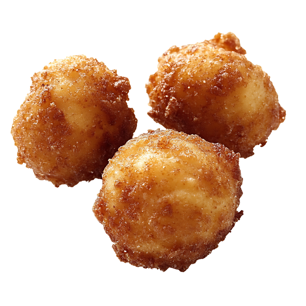 Golden-brown hush puppies with crunchy texture and rustic finish Isolated on transparent Background png