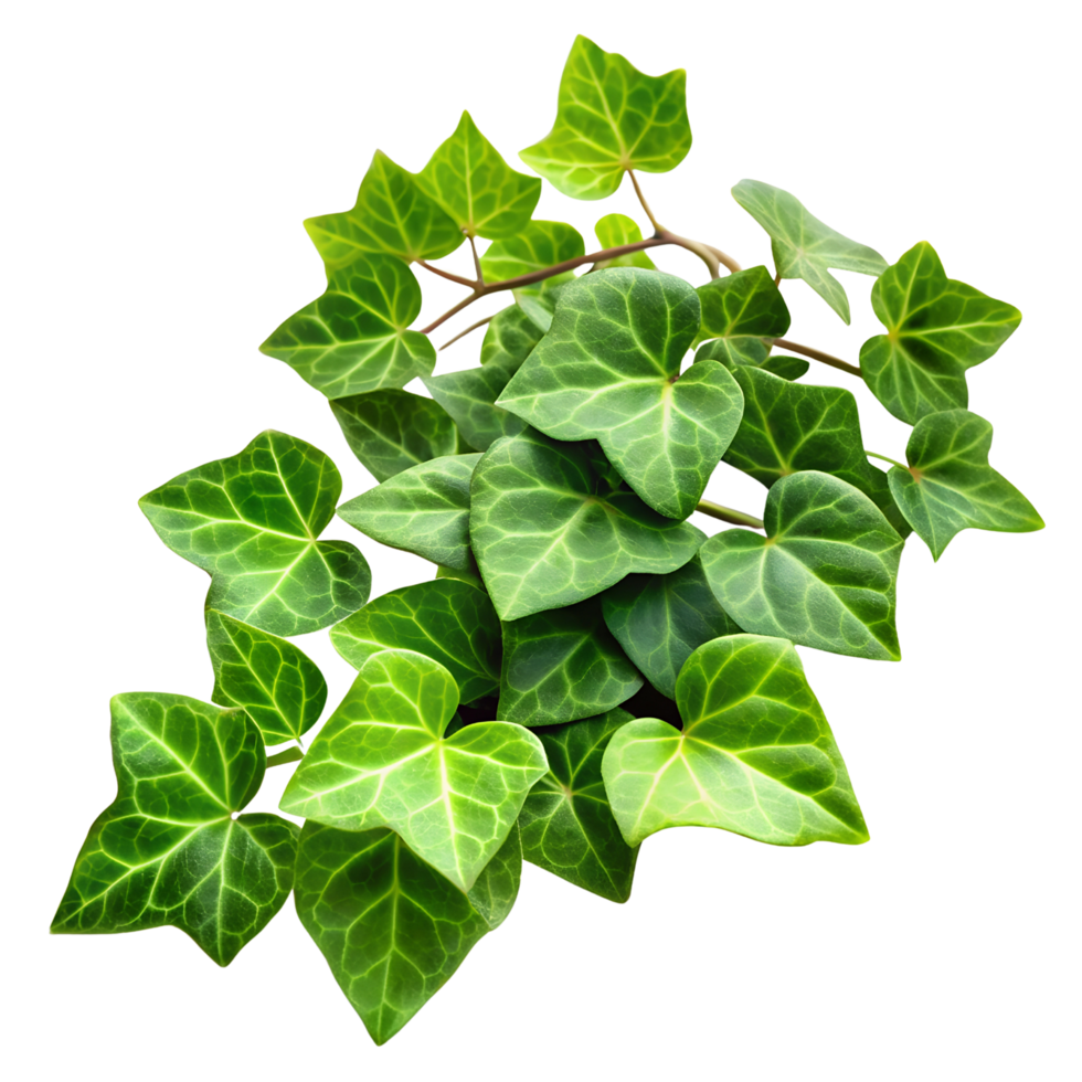 Artistic view of ivy leaves wrapped in a twisting green pattern Isolated on transparent Background png