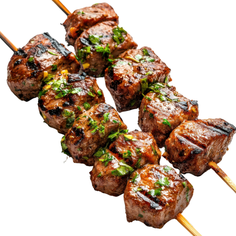 Traditional Russian-style skewers grilled to perfection and served fresh Isolated on transparent Background png