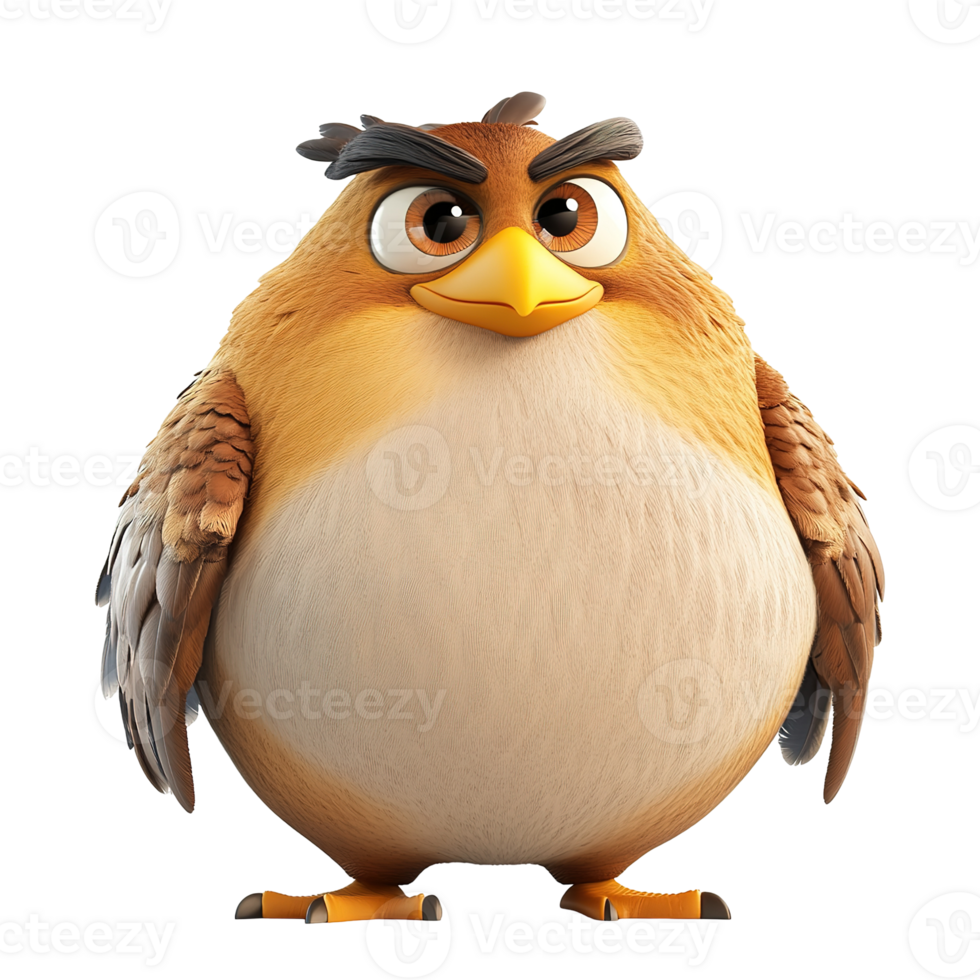 A close up image depicting a cartoon bird character png