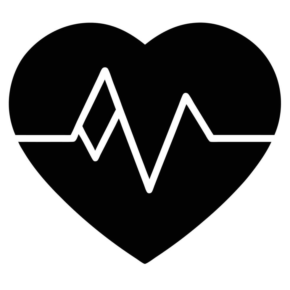 Heartbeat icon in black heart shape with heartbeat line vector