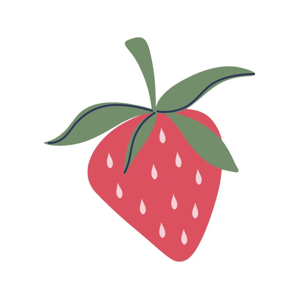 Strawberry. Sweet red berry. Hand drawn flat design illustration. vector