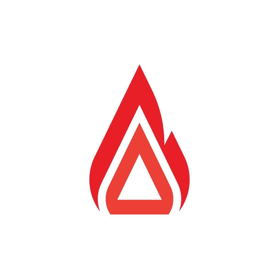 A red triangle with a fire in the middle vector