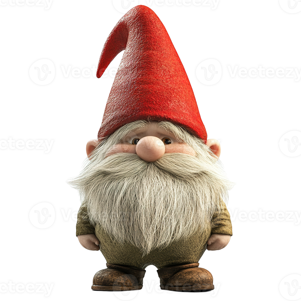 A friendly looking garden gnome wearing a big red hat png
