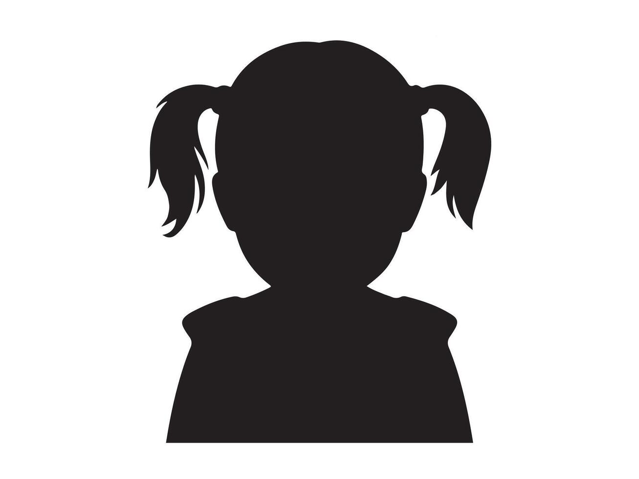 Silhouette of a Girl with Pigtails vector