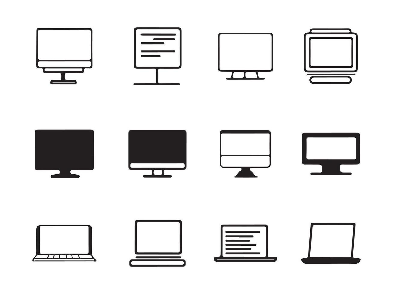 Simple Icons of Various Computer Screens vector