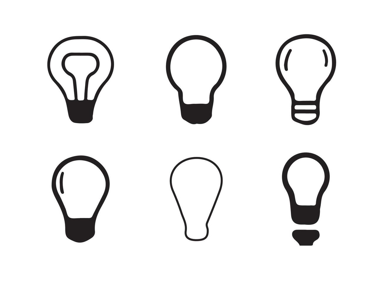 Six Simple Lightbulb Icons for Design Inspiration vector