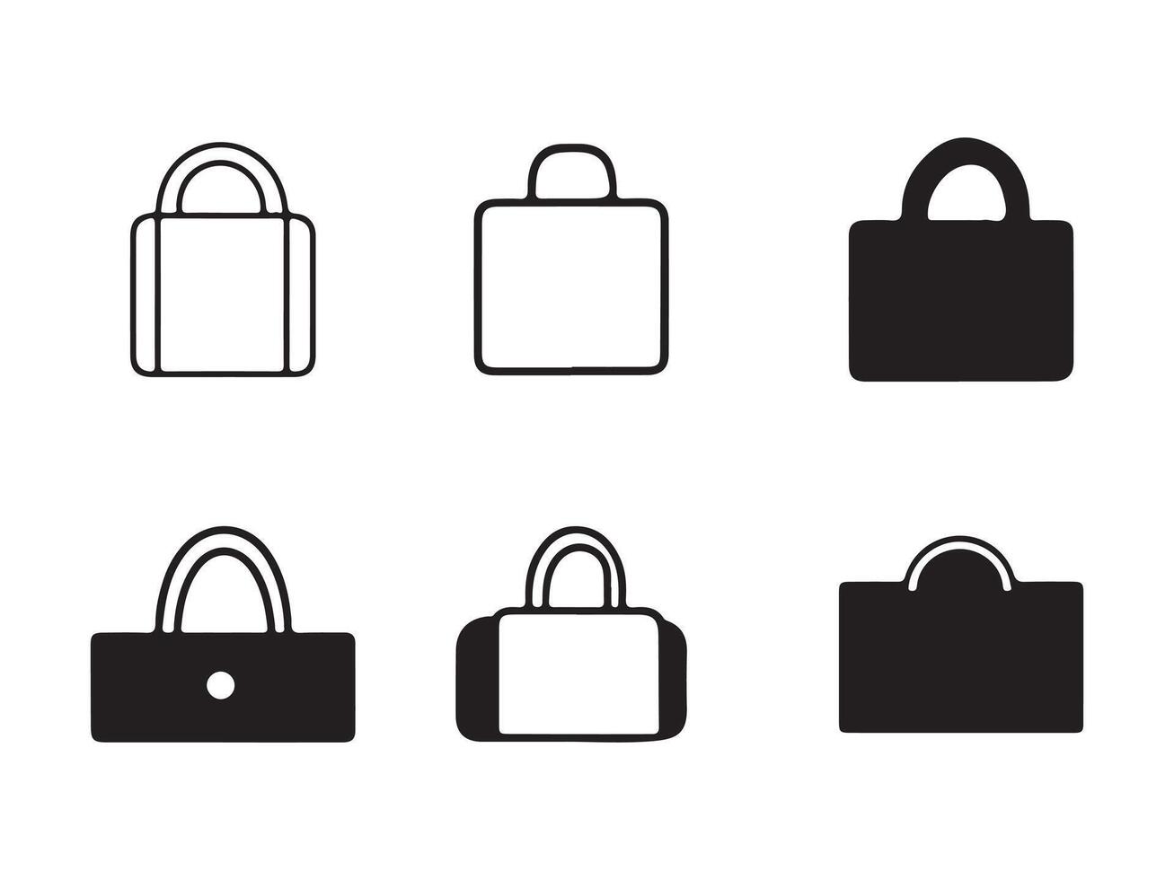 Simple Black and White Bag Icons for Design Projects vector