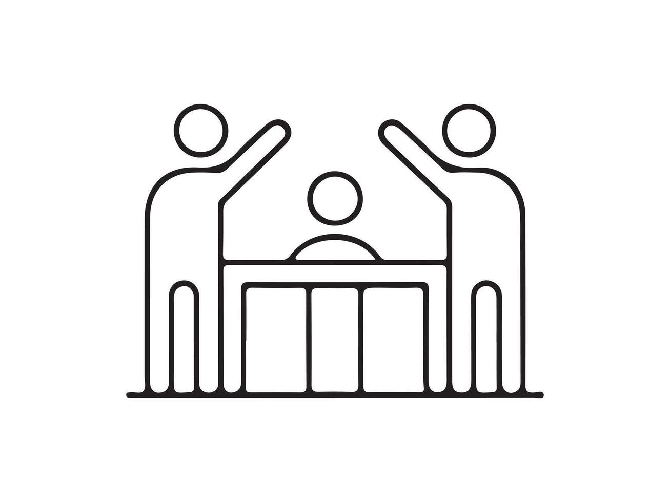 Three people supporting a central figure in a simple design vector