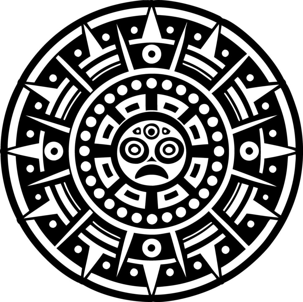 A solid style icon of aztec calendar symbol vector