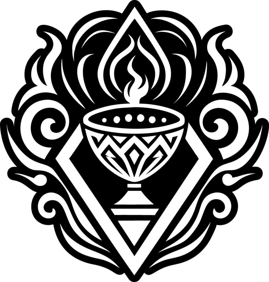 A glyph style icon of flaming chalice symbol vector