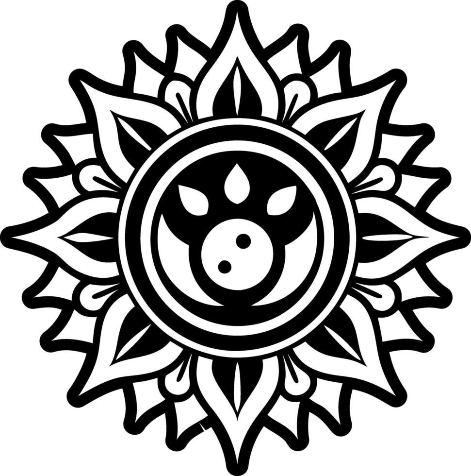 A filled style icon of sun lotus symbol vector