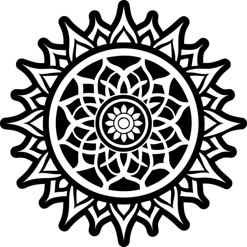 A glyph style icon of sun mandala tattoo vector