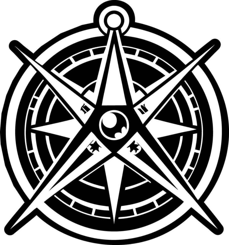 A glyph style icon of star compass symbol vector