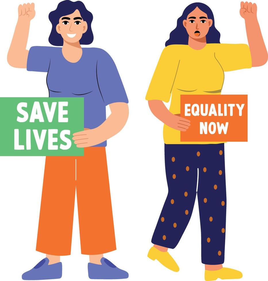 Woman marching for their rights, flat style illustration vector