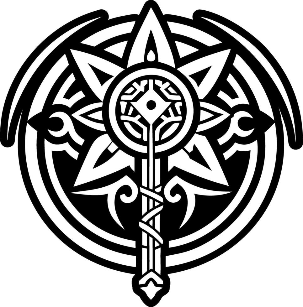 A filled style icon of shaman staff symbol vector