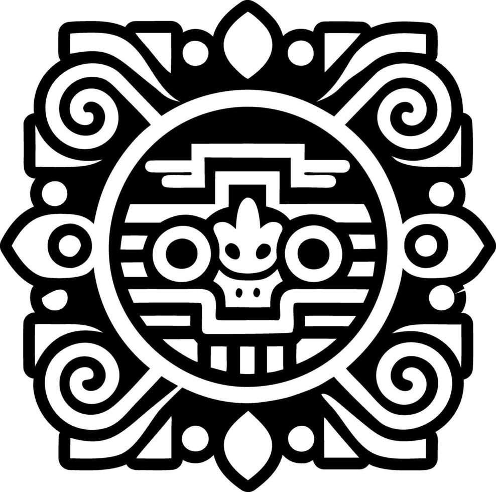A filled style icon of aztec harmony tattoo vector