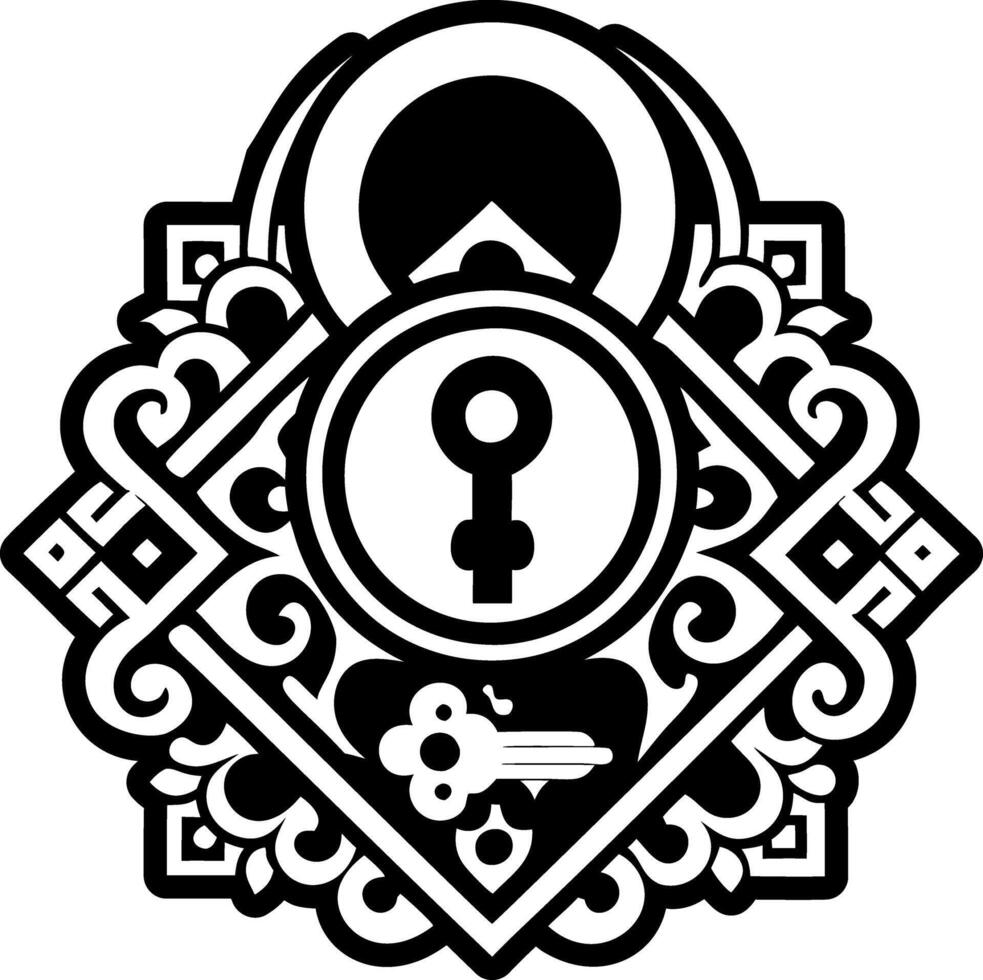 A glyph style icon of monastery lock symbol vector