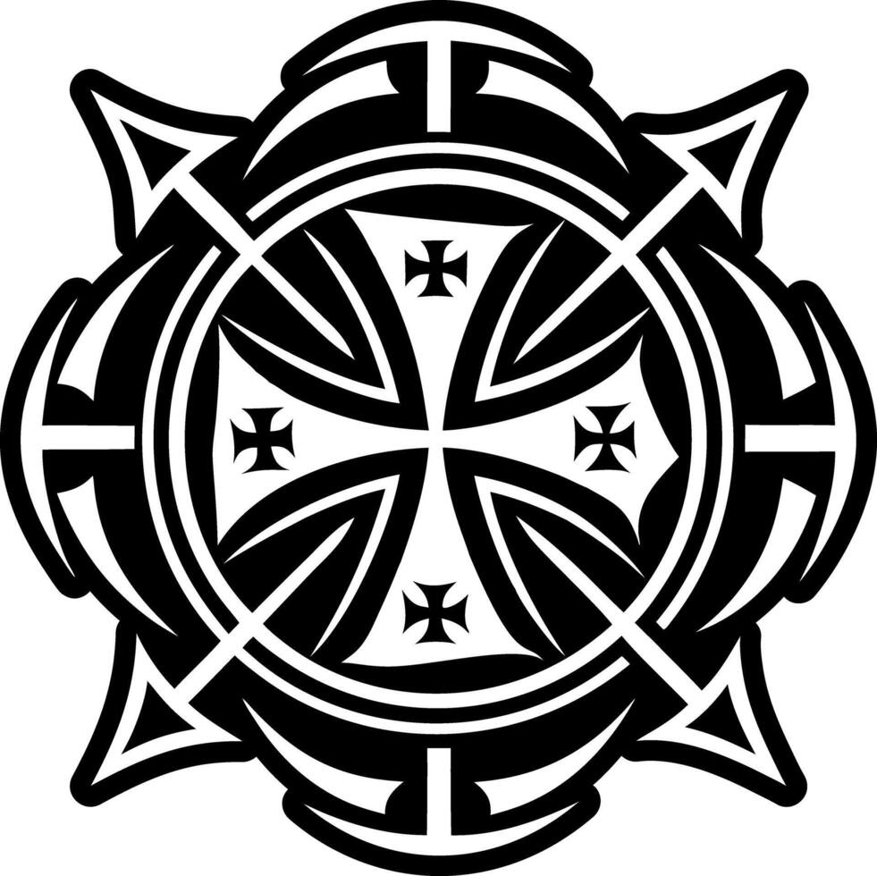 A solid style icon of knight cross symbol vector