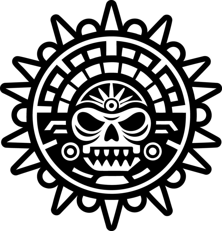 A solid style icon of mayan enemy tattoo vector