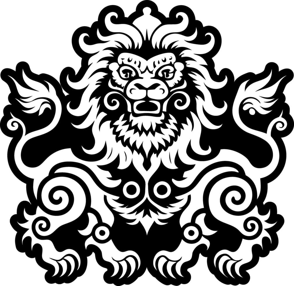 A filled style icon of lion tattoo vector