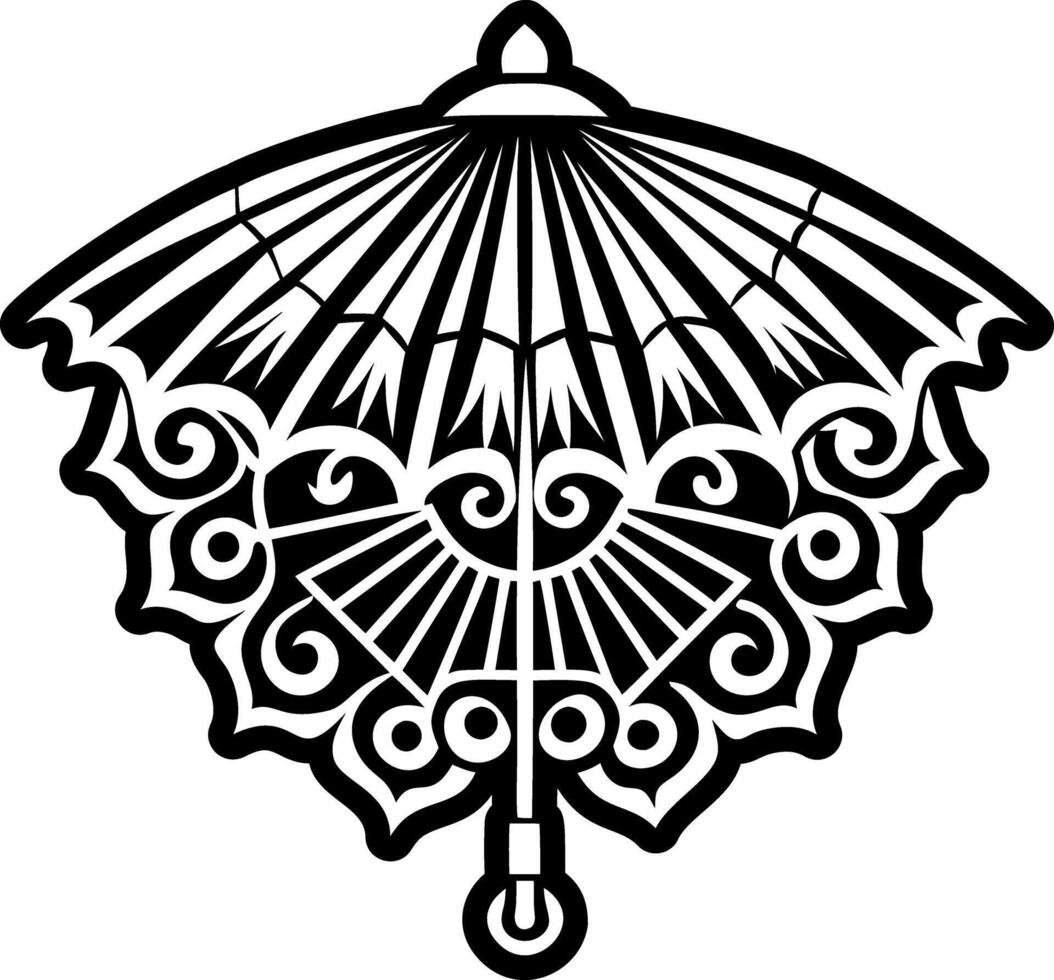 A solid style icon of umbrella tattoo vector