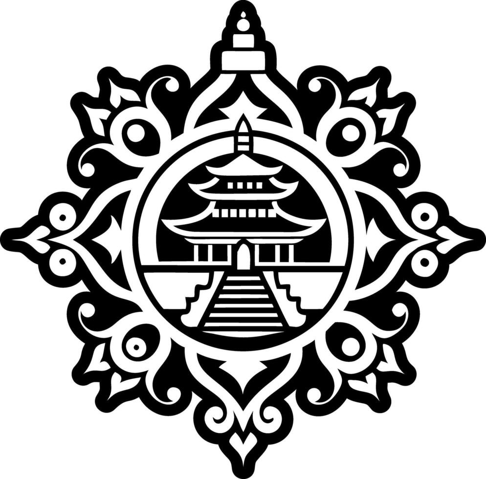 A solid style icon of jokhang temple symbol vector