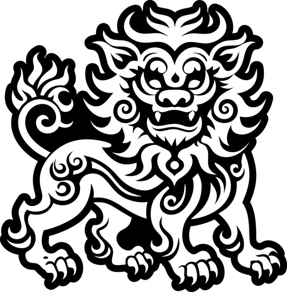 A filled style icon of snow lion symbol vector