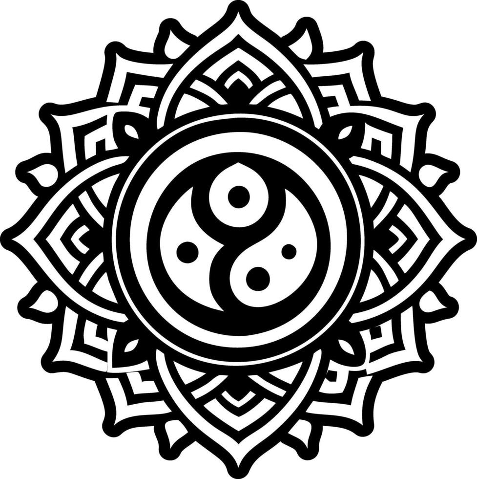 A filled style icon of duality symbol tattoo vector