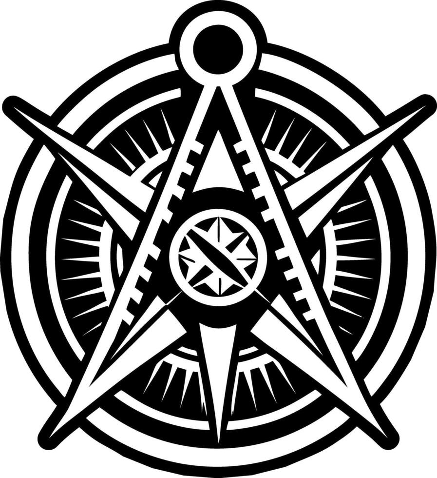 A filled style icon of masonic compass symbol vector