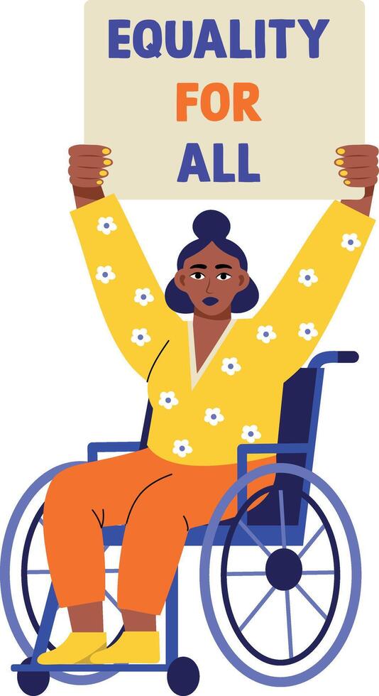 Flat style illustration of a protesting disabled woman vector