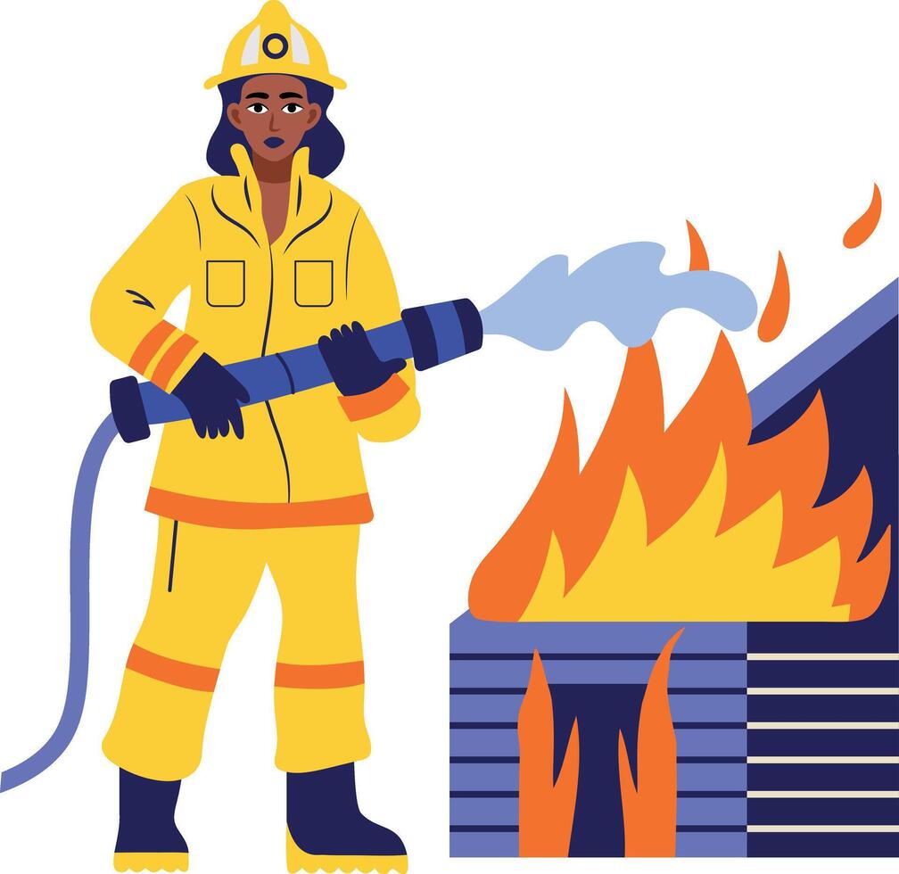 A flat style illustration of a female firefighter vector