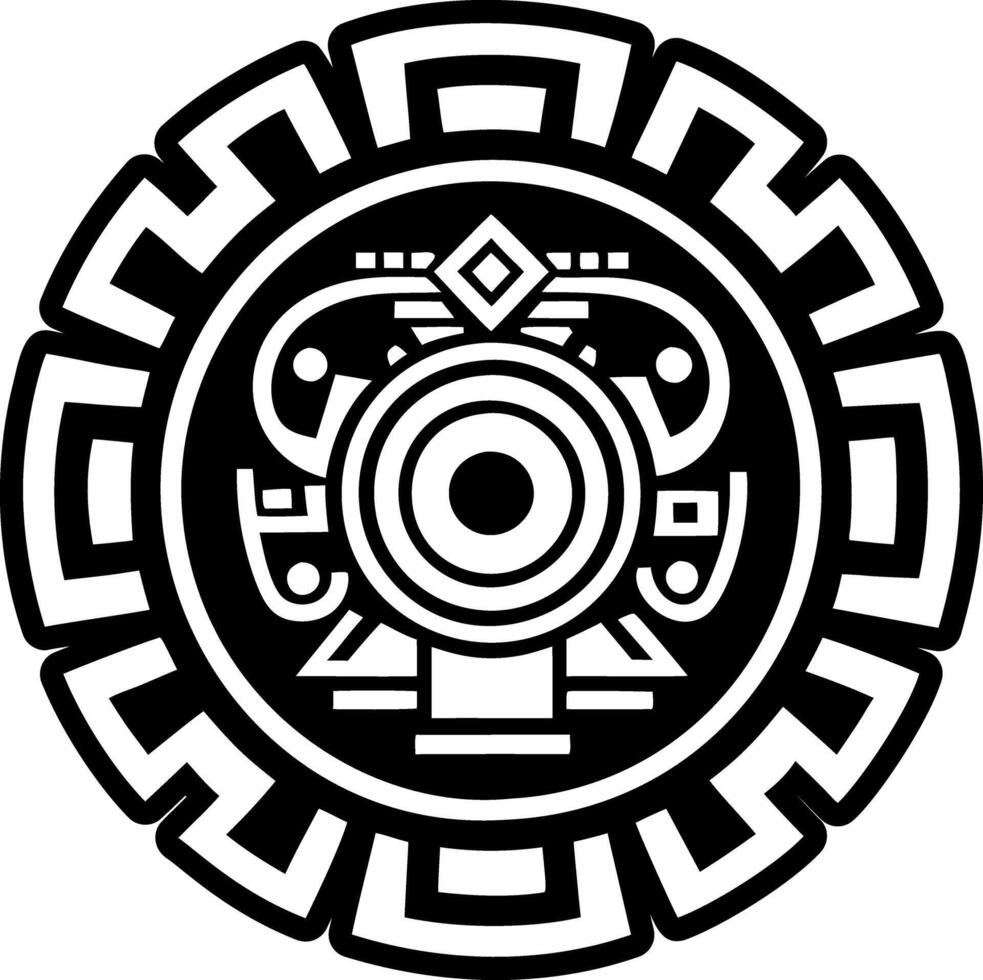 A filled style icon of aztec art tattoo vector