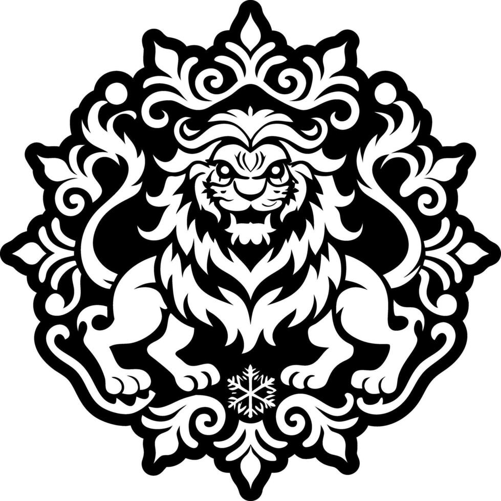 A solid style icon of lion crest artwork vector