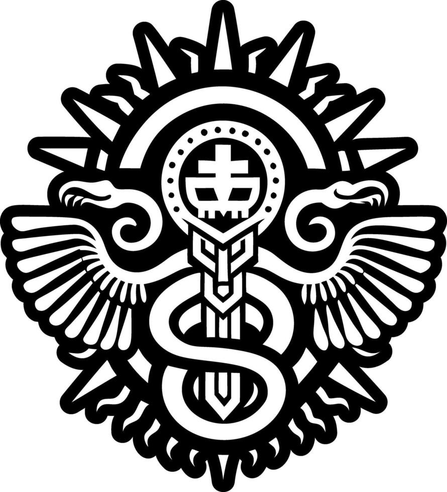 A filled style icon of aztec serpent symbol vector