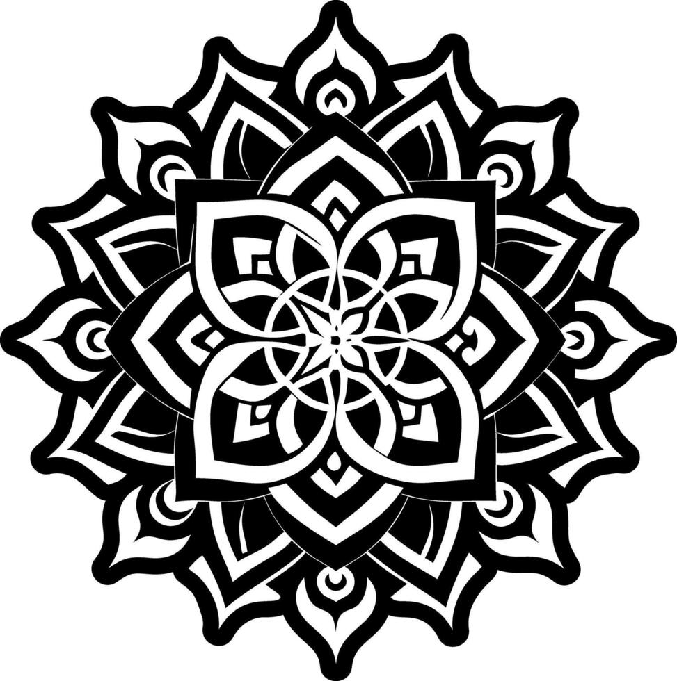 A solid style icon of mandala flower symbol vector