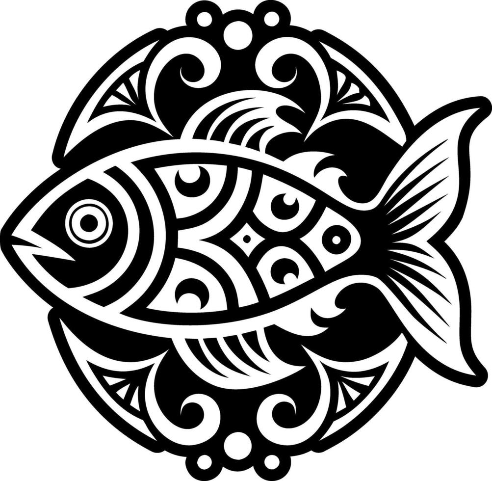 A solid style icon of aztec fish symbol vector