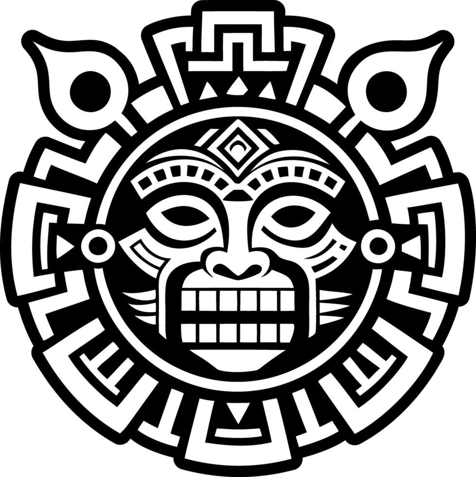 A solid style icon of aztec god tattoo vector