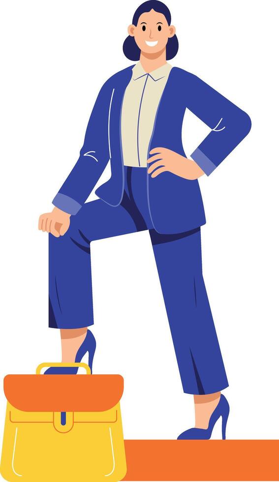 A flat style illustration of a boss lady character vector