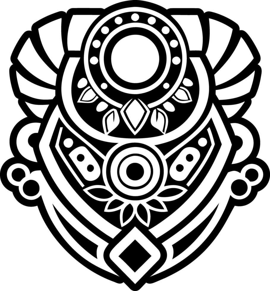 A filled style icon of aztec jewellery tattoo vector