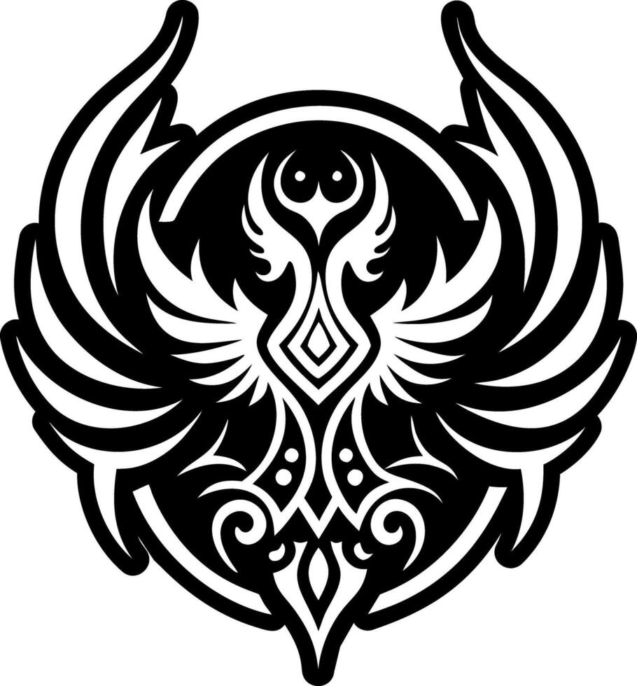 A glyph style icon of phoenix tattoo vector