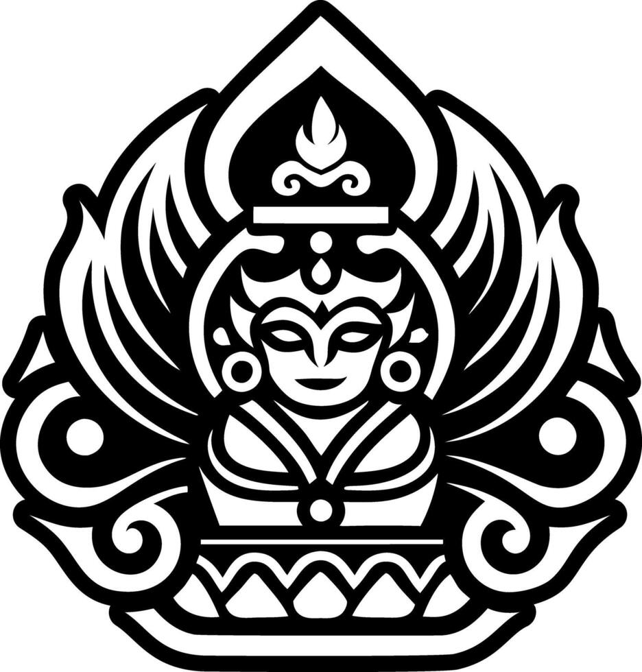 A black and white image of a buddha vector