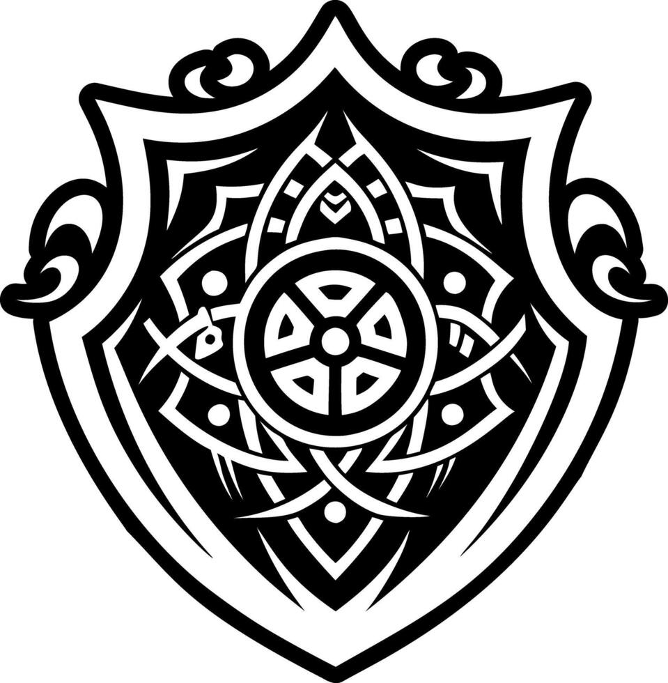 A filled style icon of protection shield tattoo vector