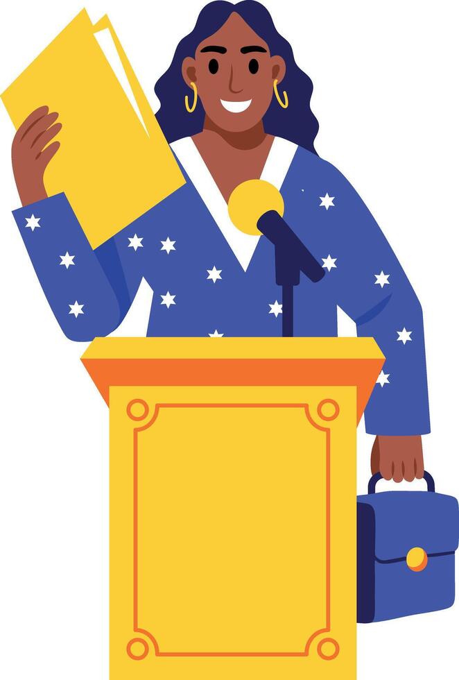 Flat style illustration of a woman doing speech vector