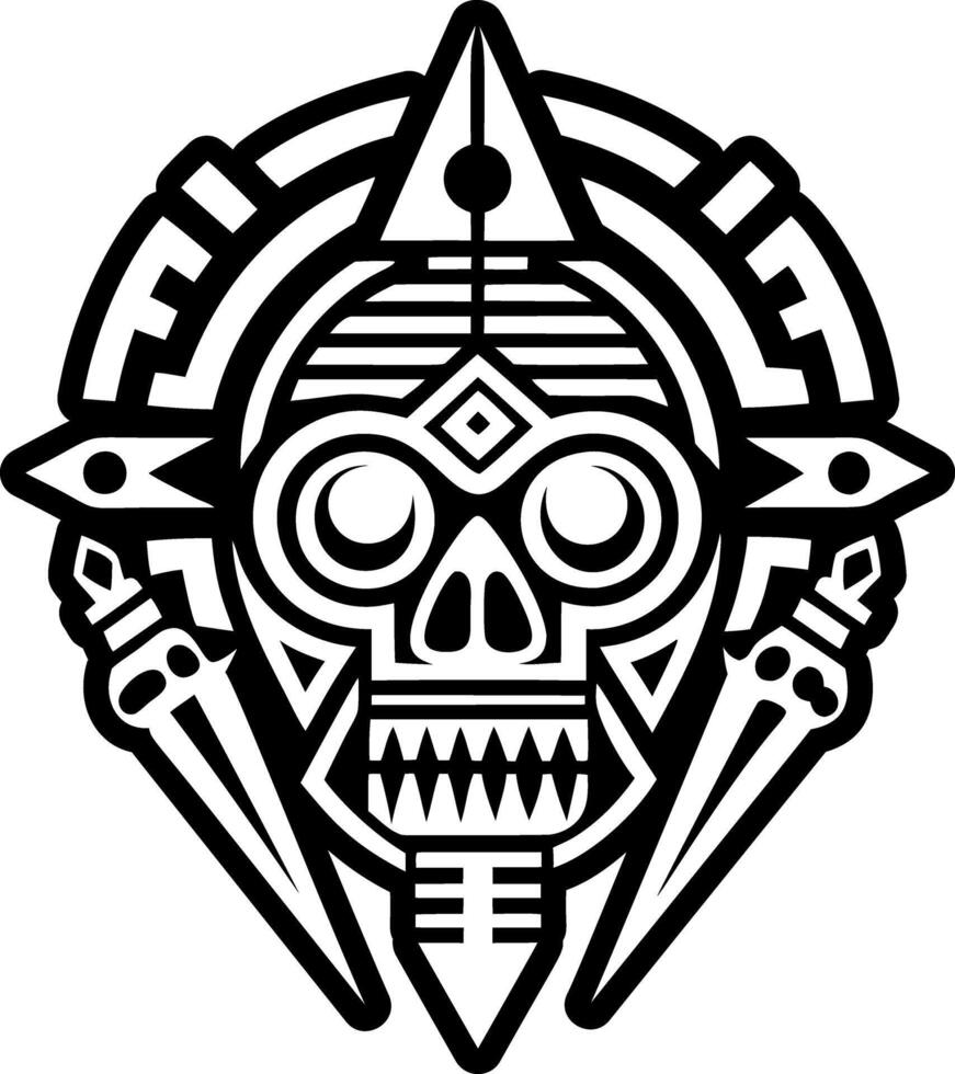 A filled style icon of aztec skull symbol vector