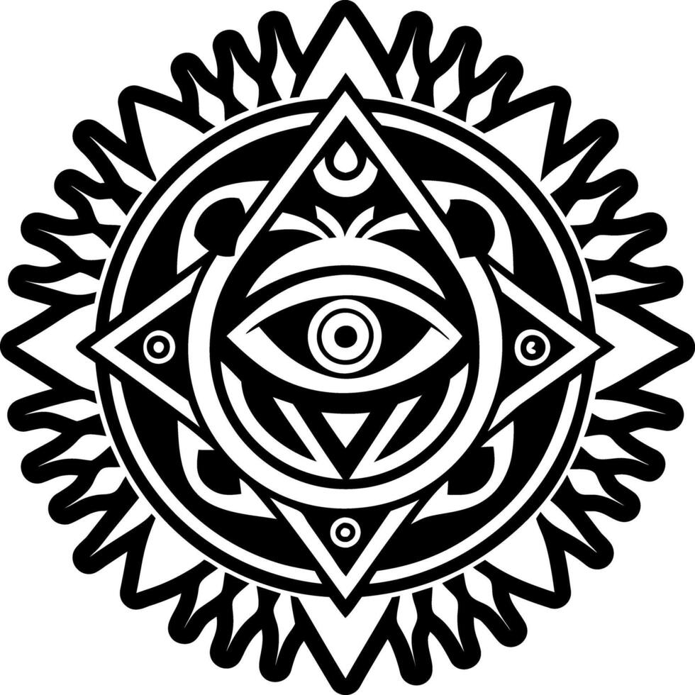A filled style icon of tribal eye symbol vector