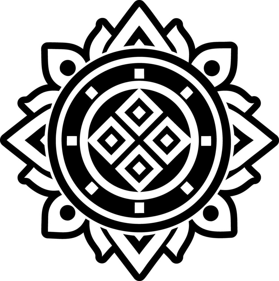 A filled style icon of tibetan motif tattoo vector
