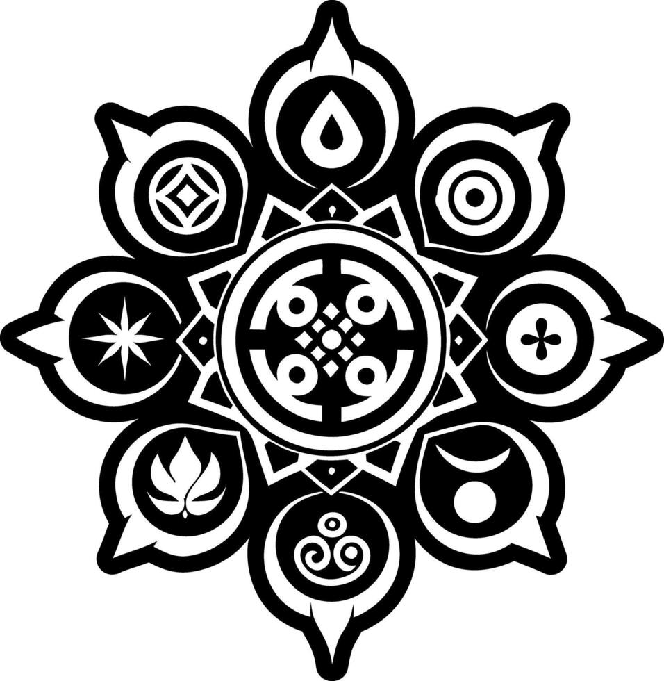 A glyph style icon of elemental tattoo design vector