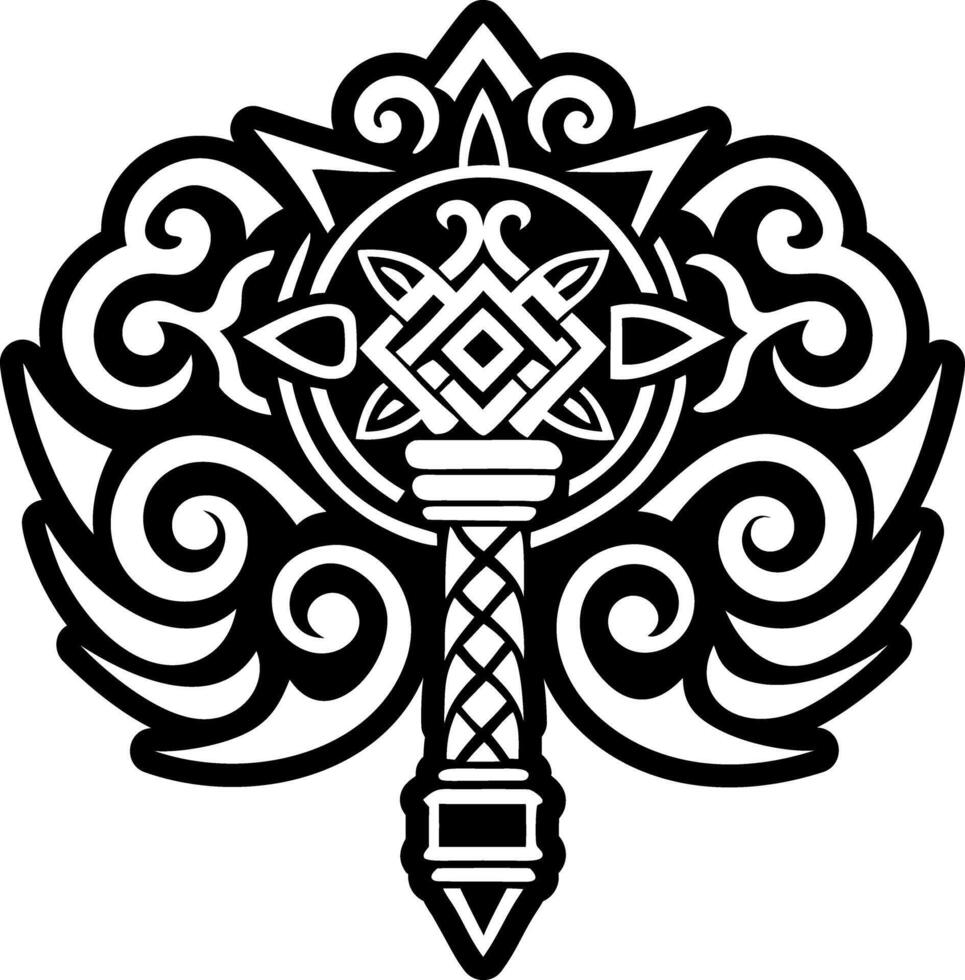 A solid style icon of mystic staff symbol vector